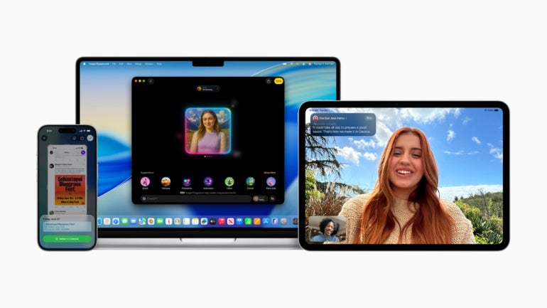 Apple products iPhone, MacBook, and iPad.