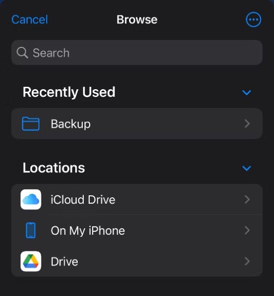 Choose a location to store a voicemail on your iPhone.